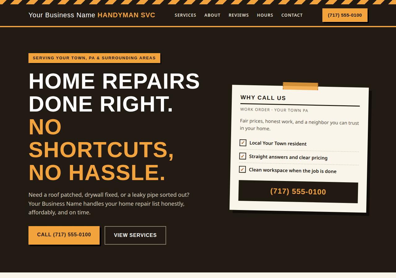 Sample handyman website design