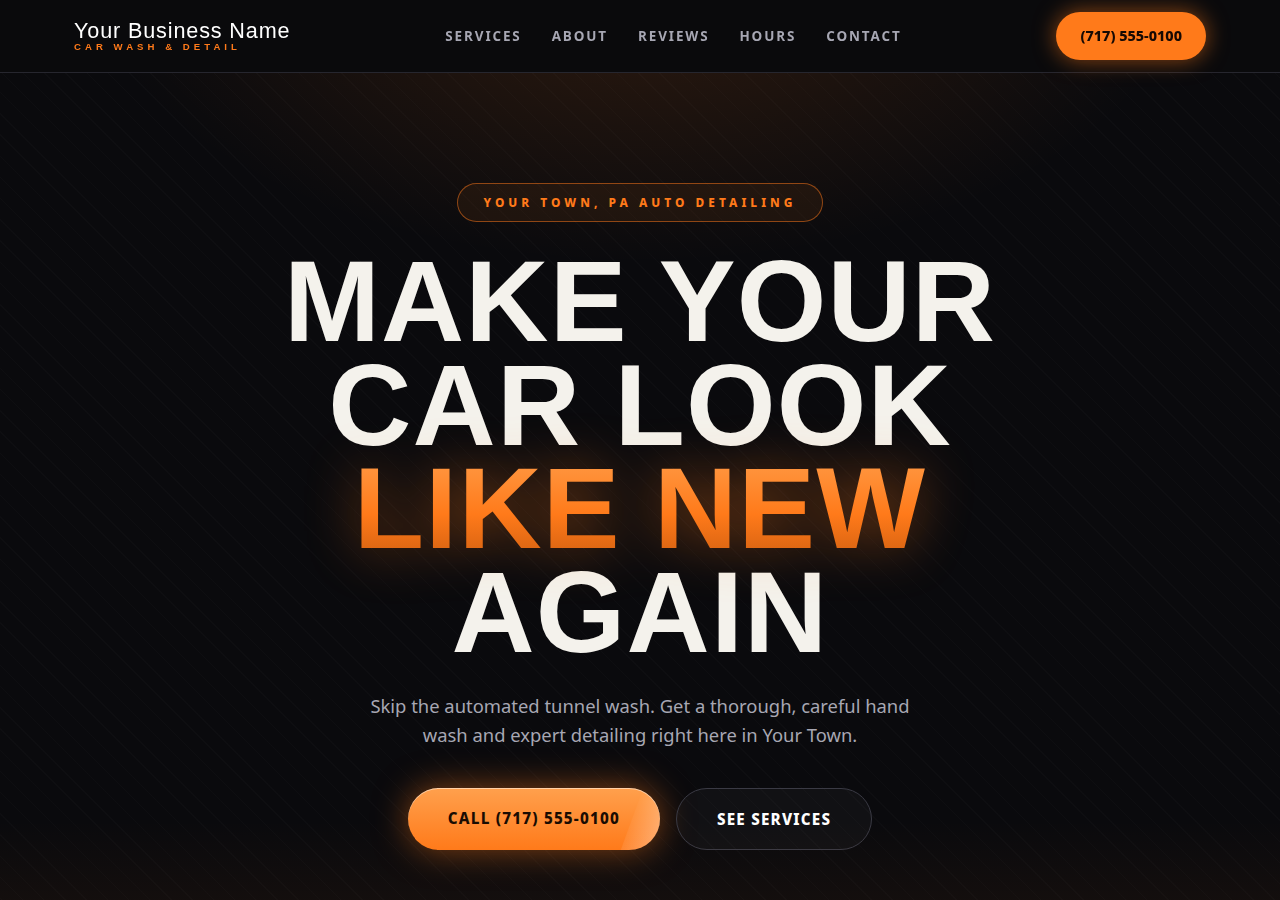 Sample car wash website design